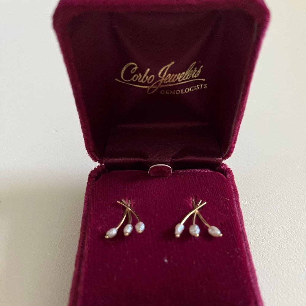 Pierced Earrings--Freshwater Pearl and 14K Gold